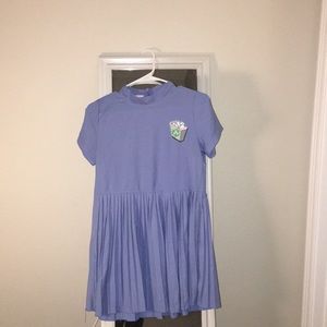 Light Blue Recycling Bin Icon Pleated Dress
